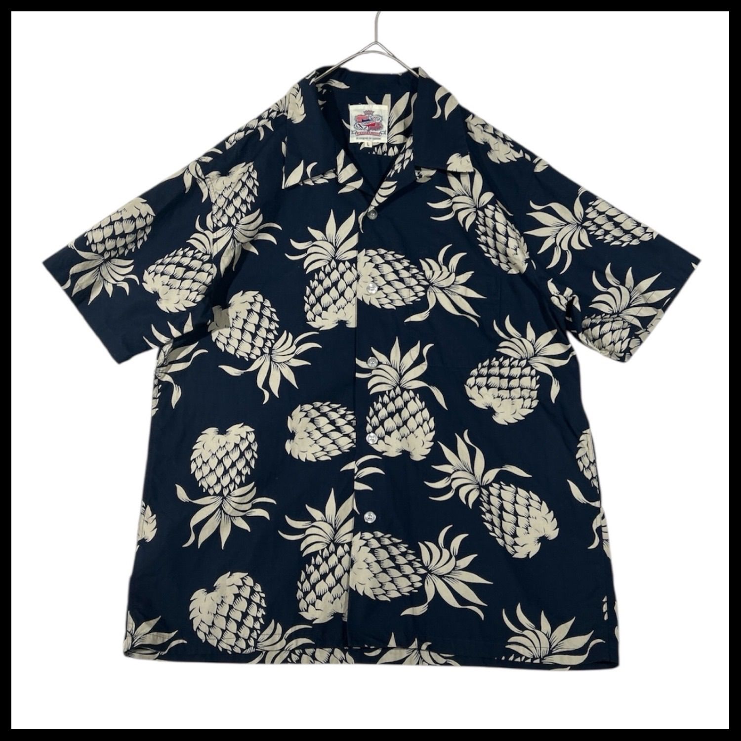 デュークカハナモク Duke Kahanamoku アロハシャツ COTTON HAWAIIAN SHIRT S PINEAPPLE 東洋エンタープライズ