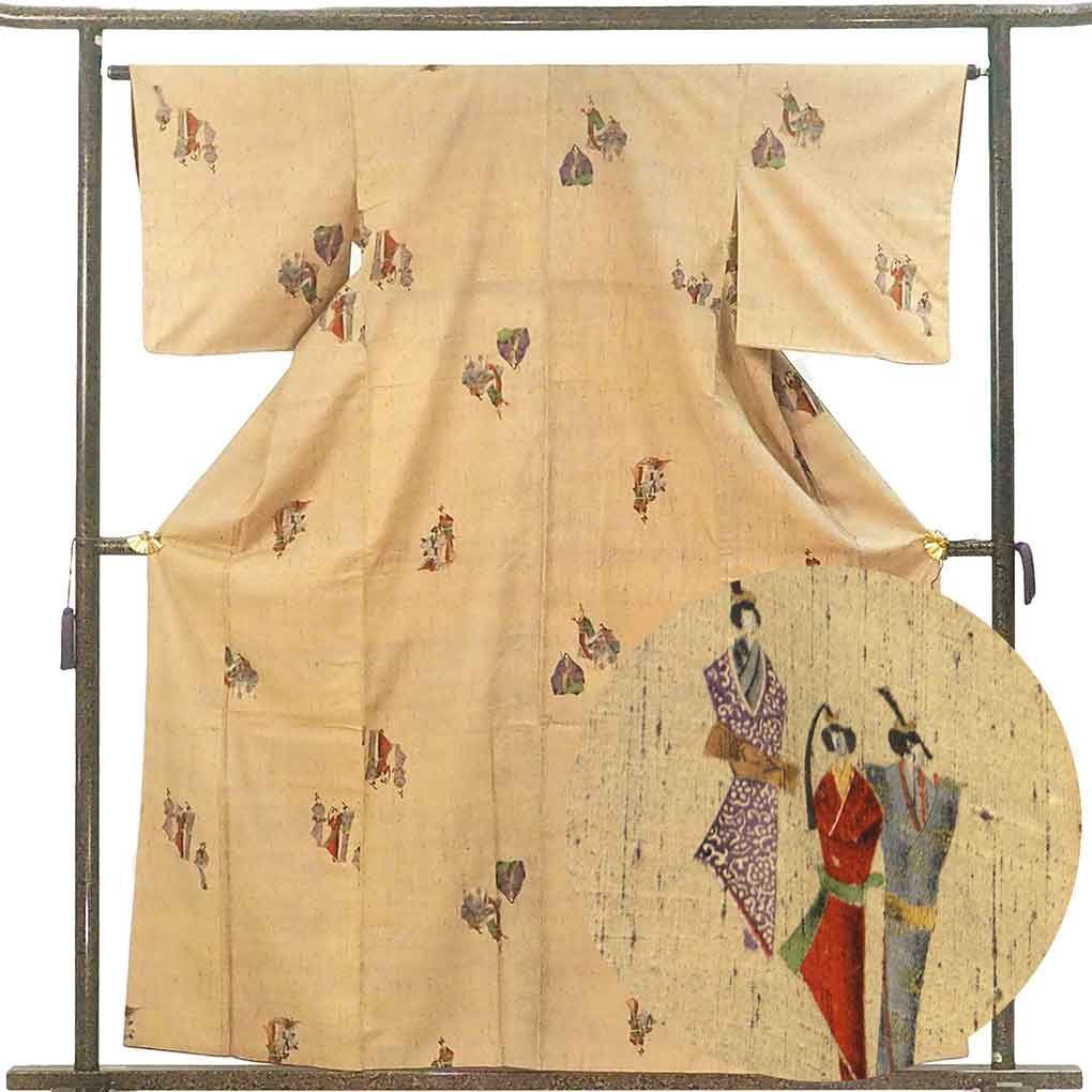 紬 身丈160 cm 裄64 前幅22 5 後幅29 袖丈49 袖幅33 レディース 袷 人形 裄Mサイズ 秋冬春用 正絹 シルク ブラウン リメイク リユース リサイクル 呉服のきくや