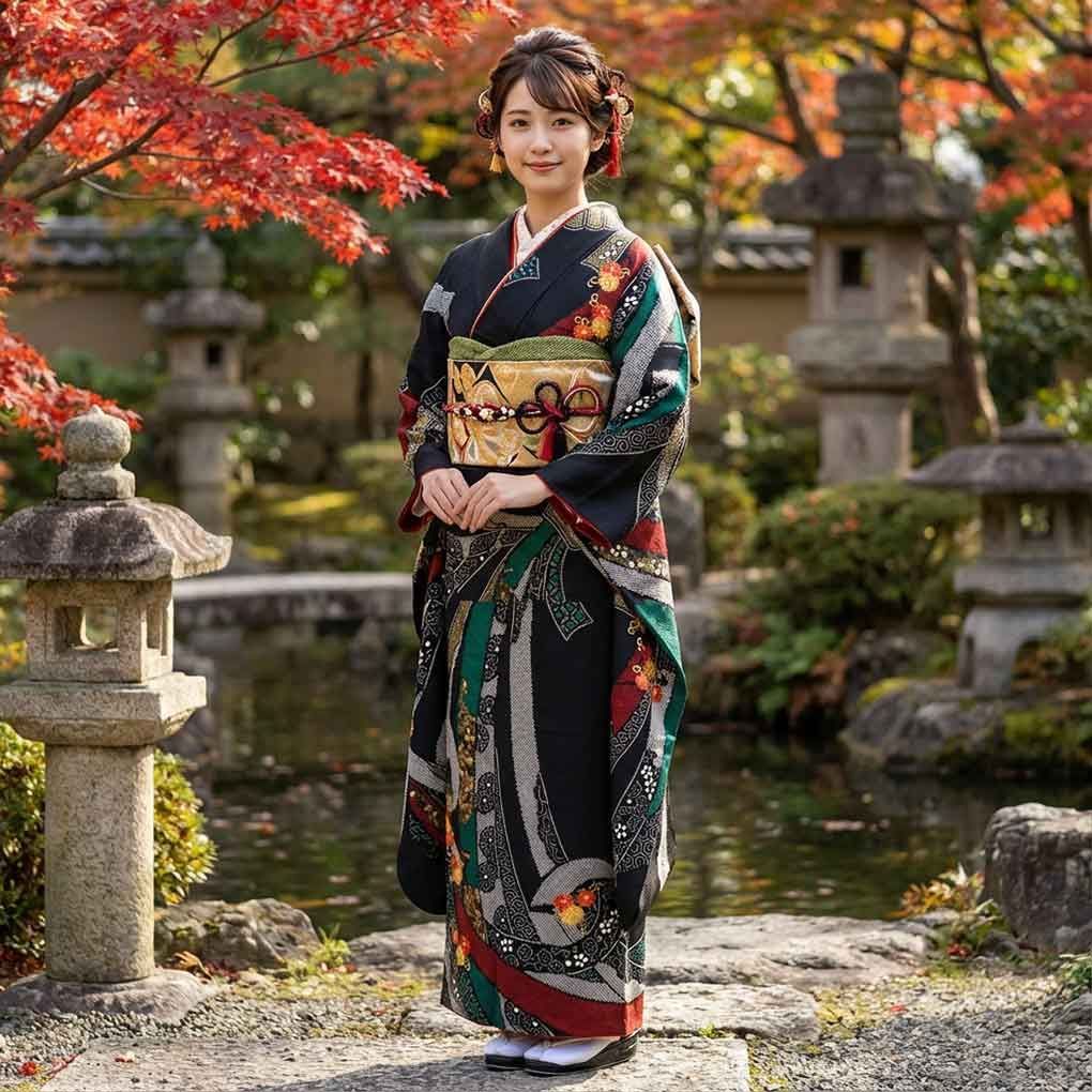 振袖と長襦袢セット 身丈169cm 裄66cm 前幅25cm 後幅30.5cm 袖丈112cm