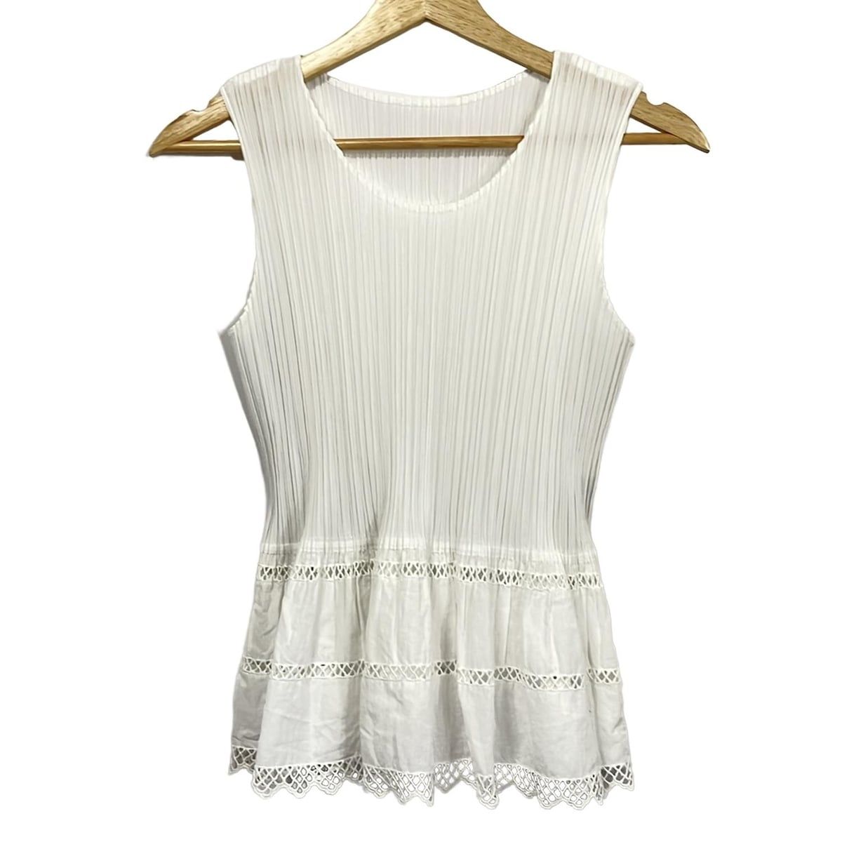 【美品】PLATS PLATS ノースリーブトップス サイズ3 PLEATS PLEASE(プリーツプリーズ) ノースリーブカットソー サイズ3 L