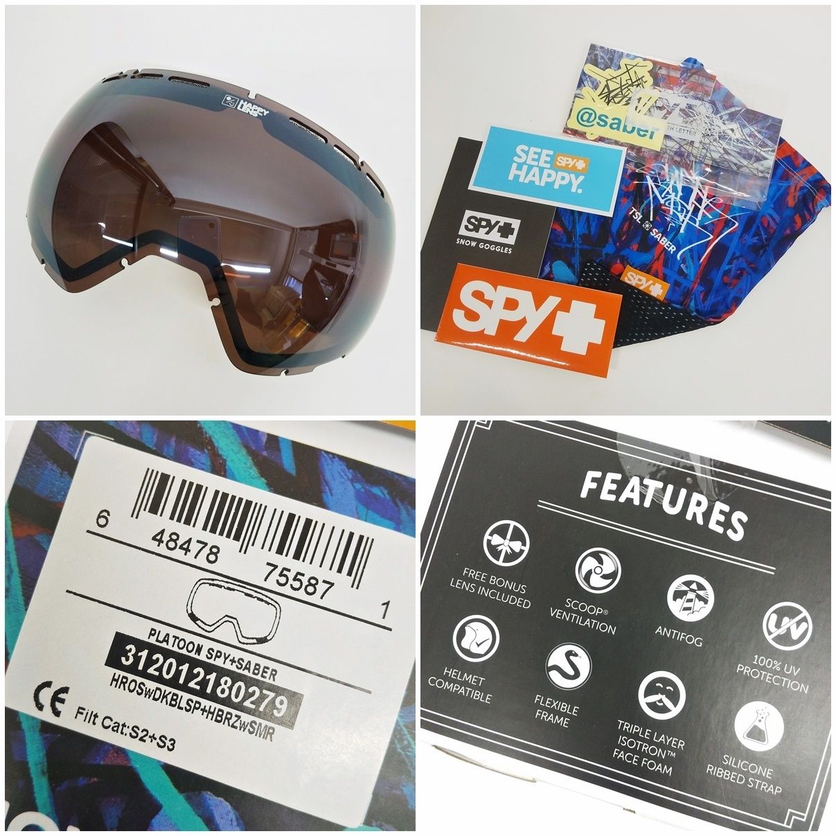 SPY PLATOON SABER ブルー柄フレーム レッド系レンズ スノーゴーグル