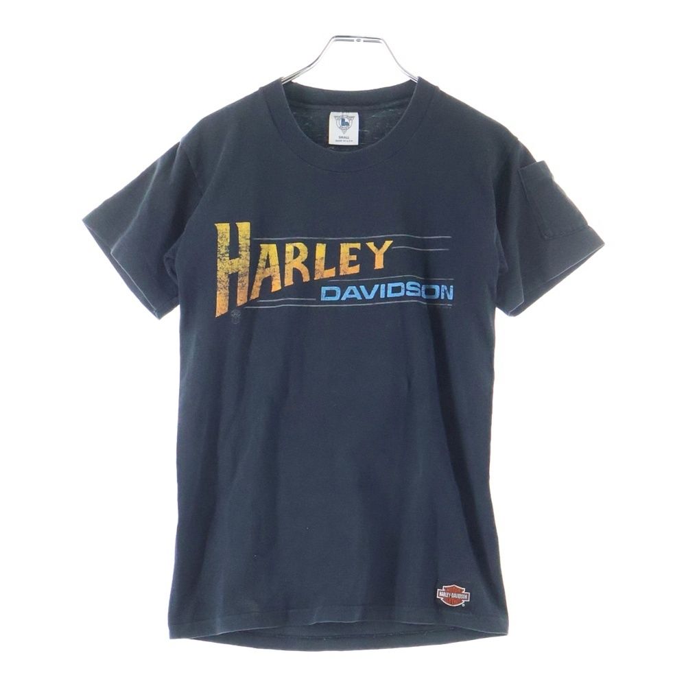 80s古着 ハーレーダビッドソン ノースリーブ ポケット 両面プリント