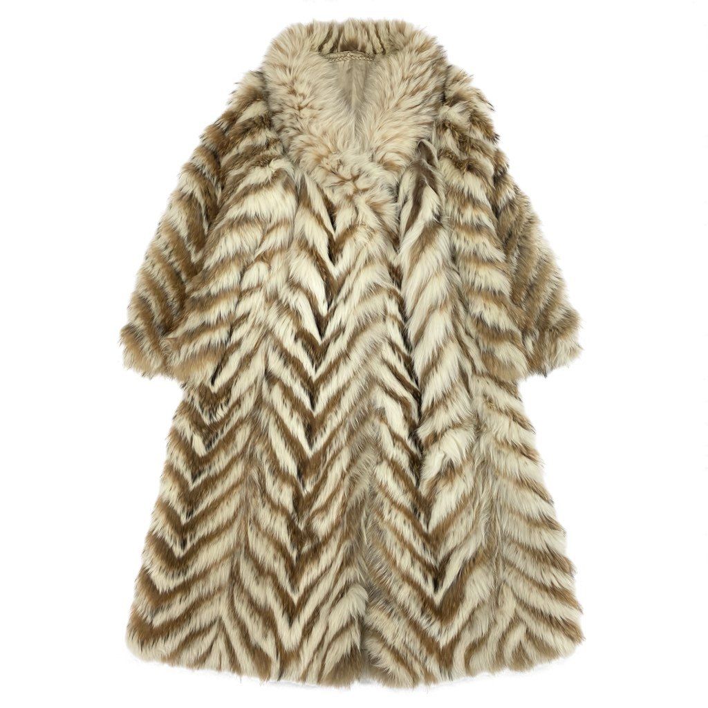 69L15 フォックスファー 超ロングコート 丈112cm ホワイト ブラウン