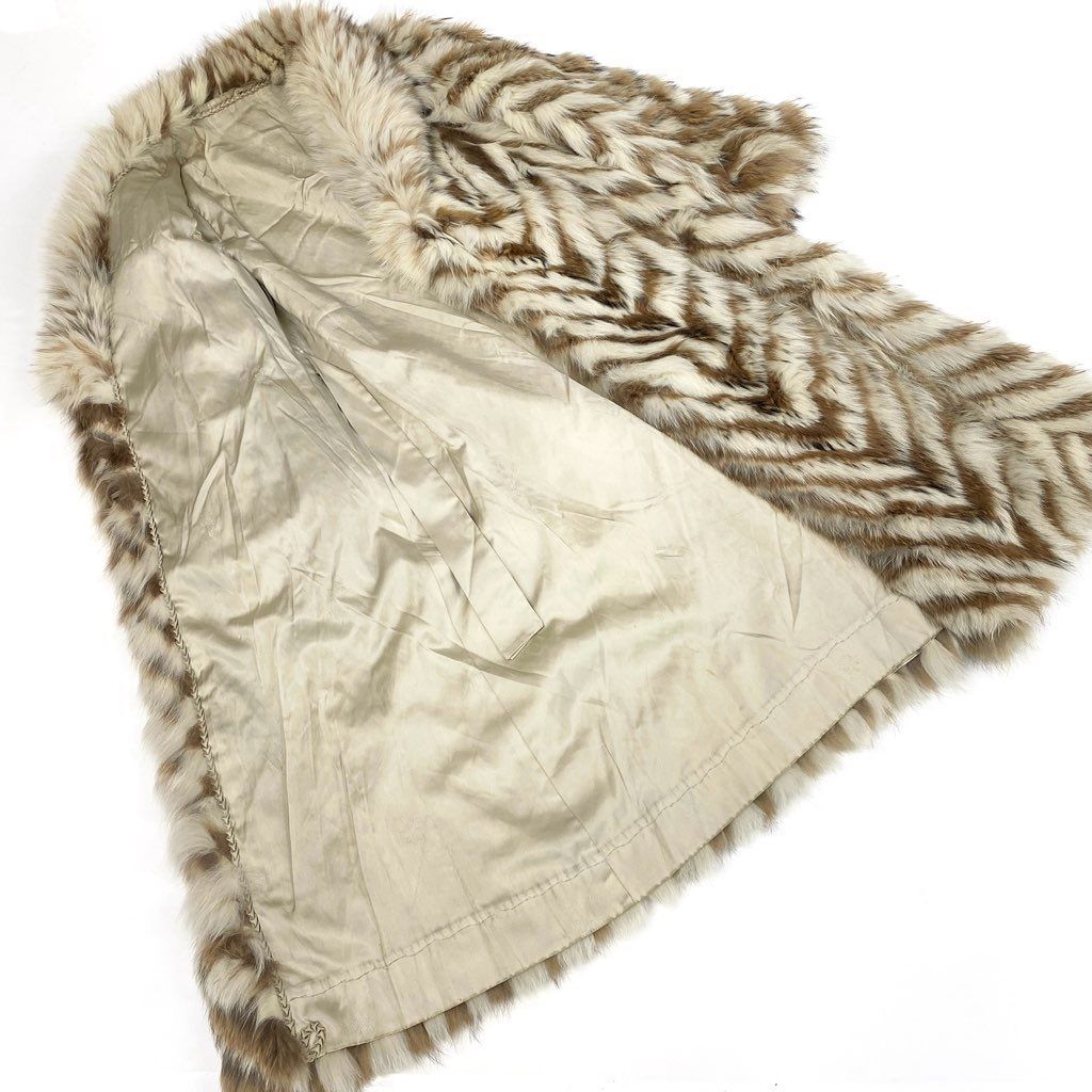 69L15 フォックスファー 超ロングコート 丈112cm ホワイト ブラウン