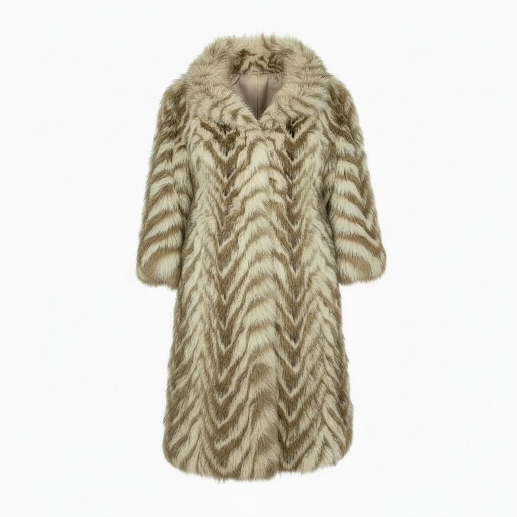 69L15 フォックスファー 超ロングコート 丈112cm ホワイト ブラウン