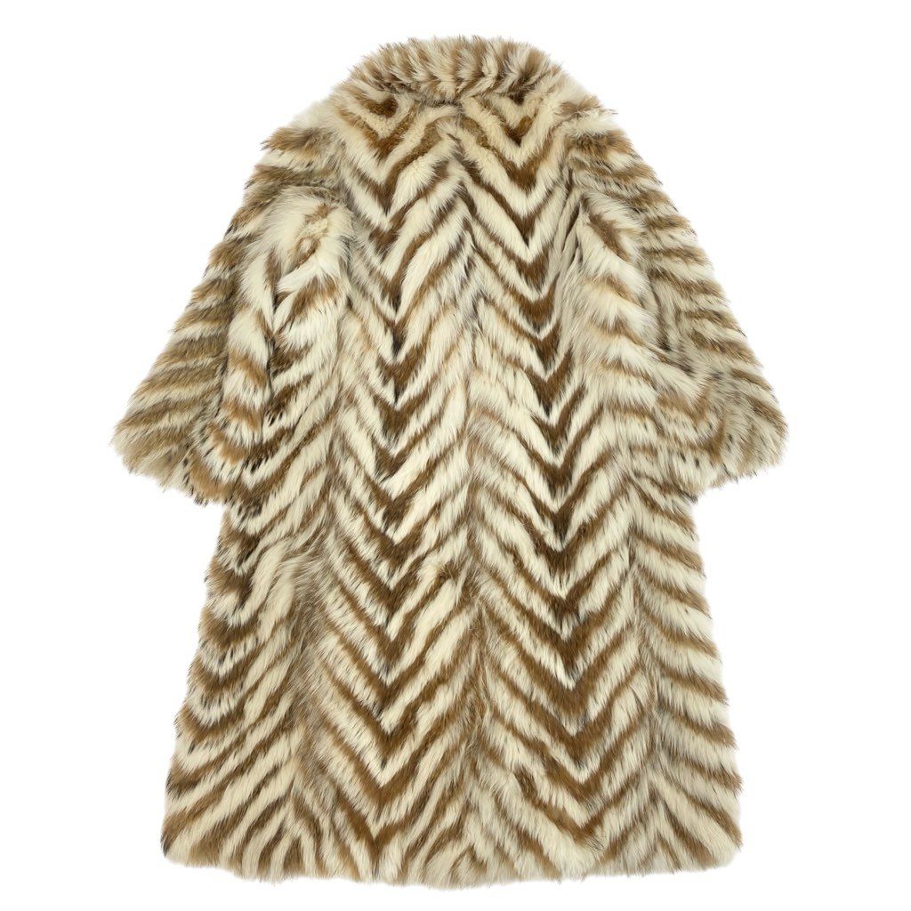 69L15 フォックスファー 超ロングコート 丈112cm ホワイト ブラウン