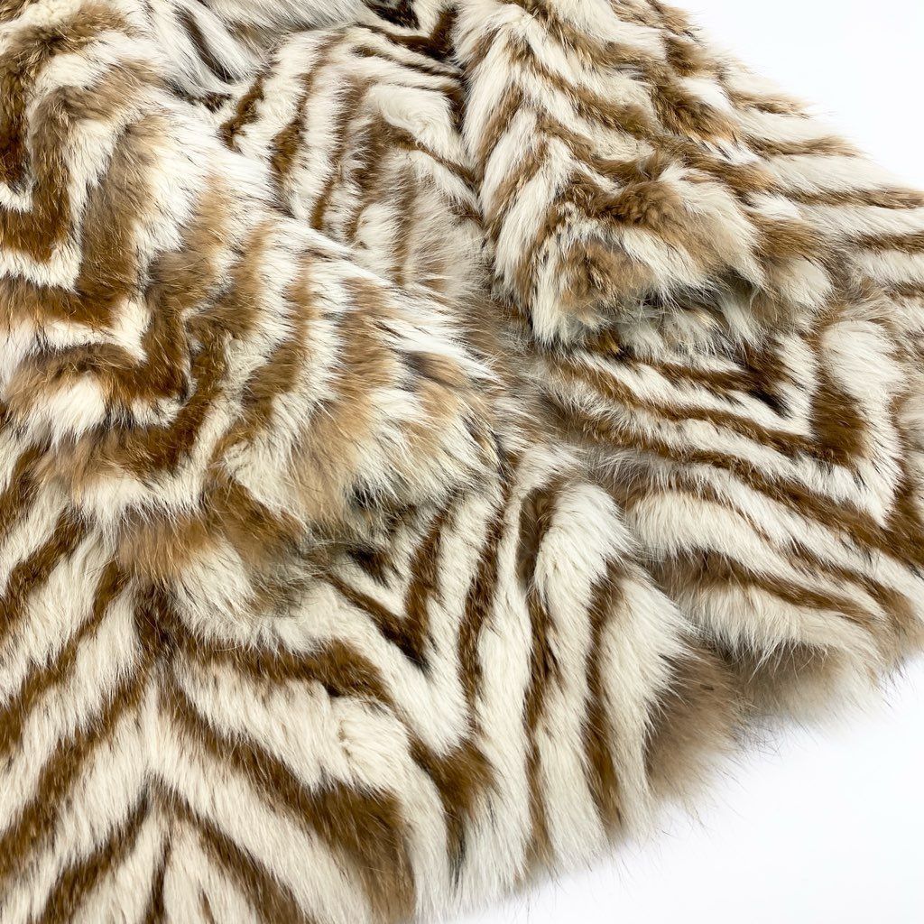 69L15 フォックスファー 超ロングコート 丈112cm ホワイト ブラウン