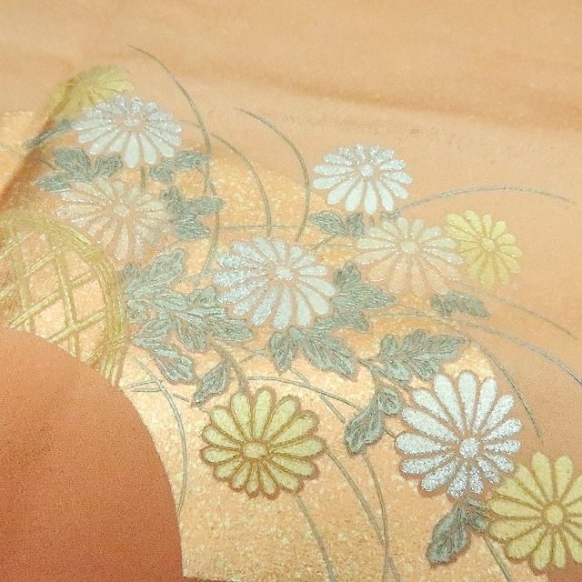 百華❀Y4199◇美品 金彩友禅作家 和田光正落款 手縫い仕立て 正絹 菊