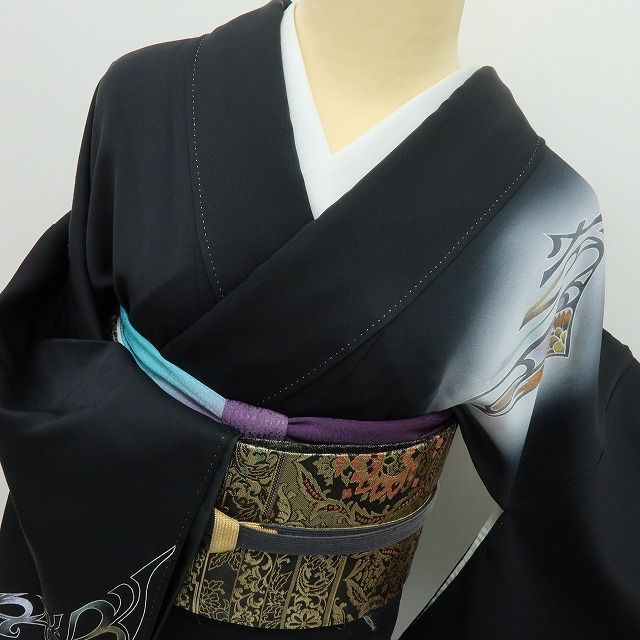  六花-RIKKA- 正絹 大島明落款 孔雀 訪問着 着物 A 4175 訪問着 付け下げ 着物