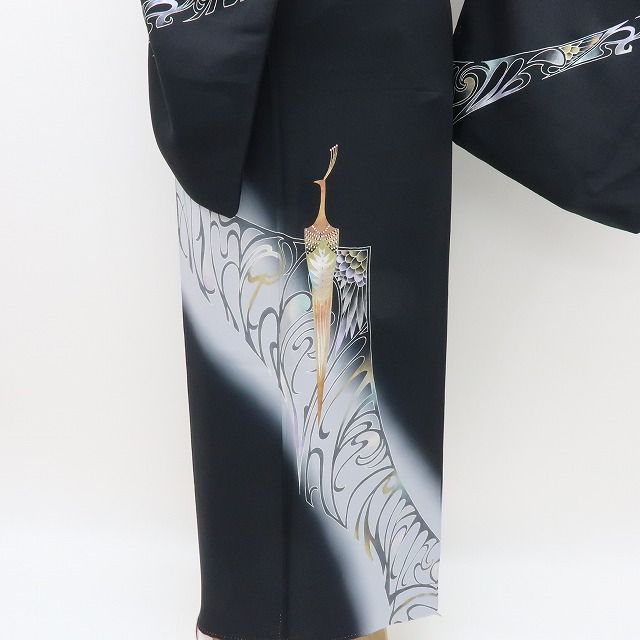 正絹 大島明落款