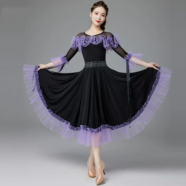 社交ダンス ドレス 練習着 スタンダード ドレス パーティー フリル