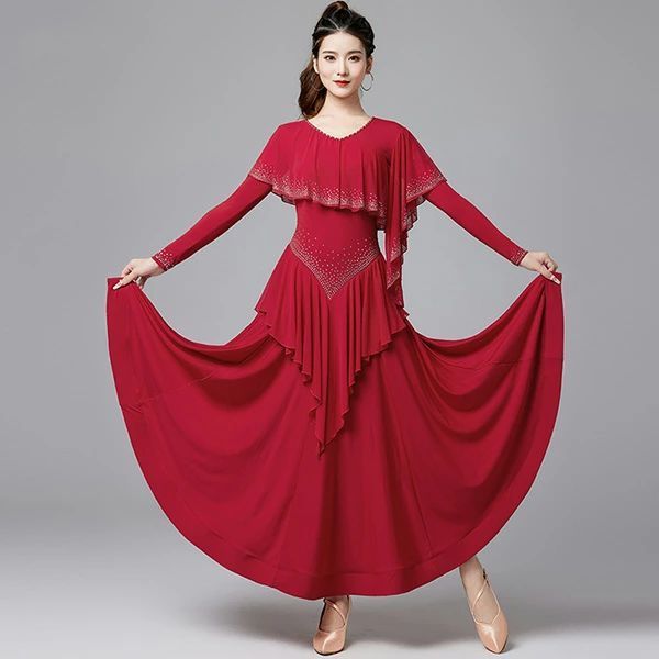 社交ダンス ドレス 練習着 スタンダード ドレス パーティー 長袖