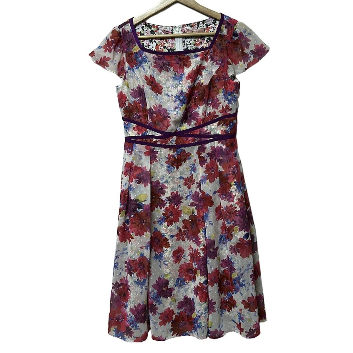 TOCCA(トッカ) ワンピース サイズ0 XS レディース - パープル×白