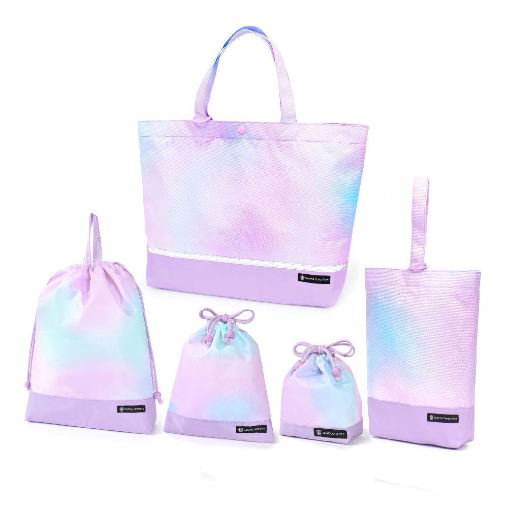 CANDY STYLE 入園入学シリーズ 安心マチ付き5点セット マチ付きレッスンバッグ リフレクター付き 撥水 軽量タイプ オーロラ