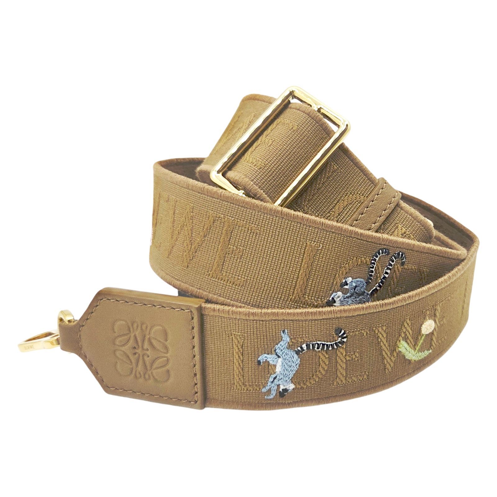 LOEWE ロエベ アナグラム ロゴ バッグストラップ スナ フジタ デザイン ショルダーストラップ 替えストラップ ジャガード キャンバス レザー ブラウン バッグ レディース ブランドギャラリー