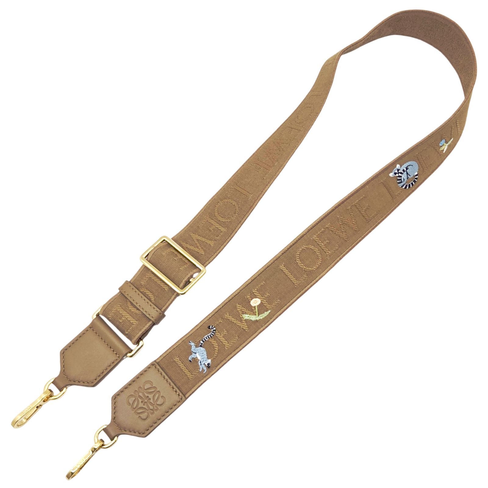 LOEWE ロエベ アナグラム ロゴ バッグストラップ スナ フジタ デザイン ショルダーストラップ 替えストラップ ジャガード キャンバス レザー ブラウン バッグ レディース ブランドギャラリー