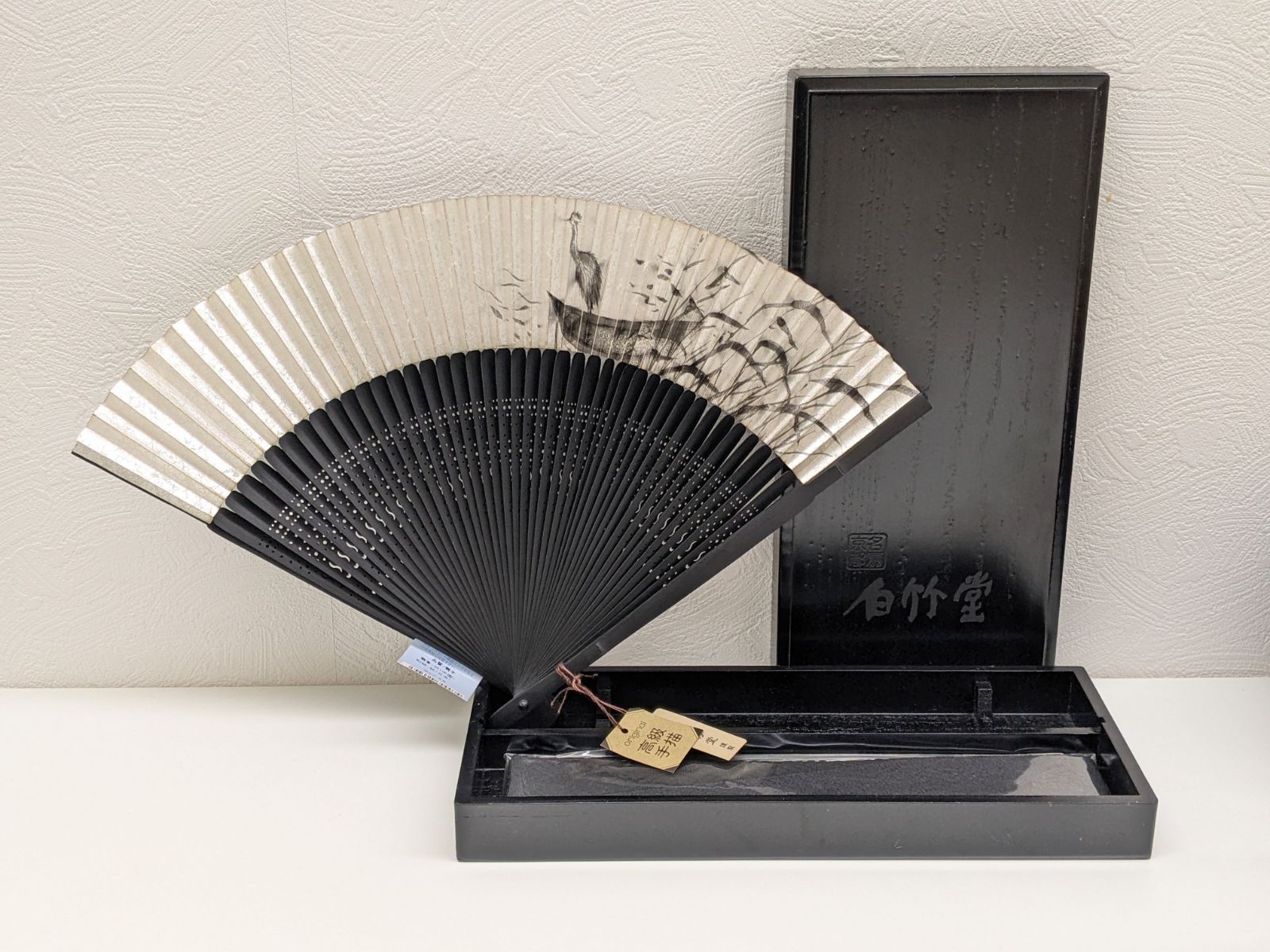 長期 京都 白竹堂 黒染 銀箔 短地セット 鷺 扱い S 0 5