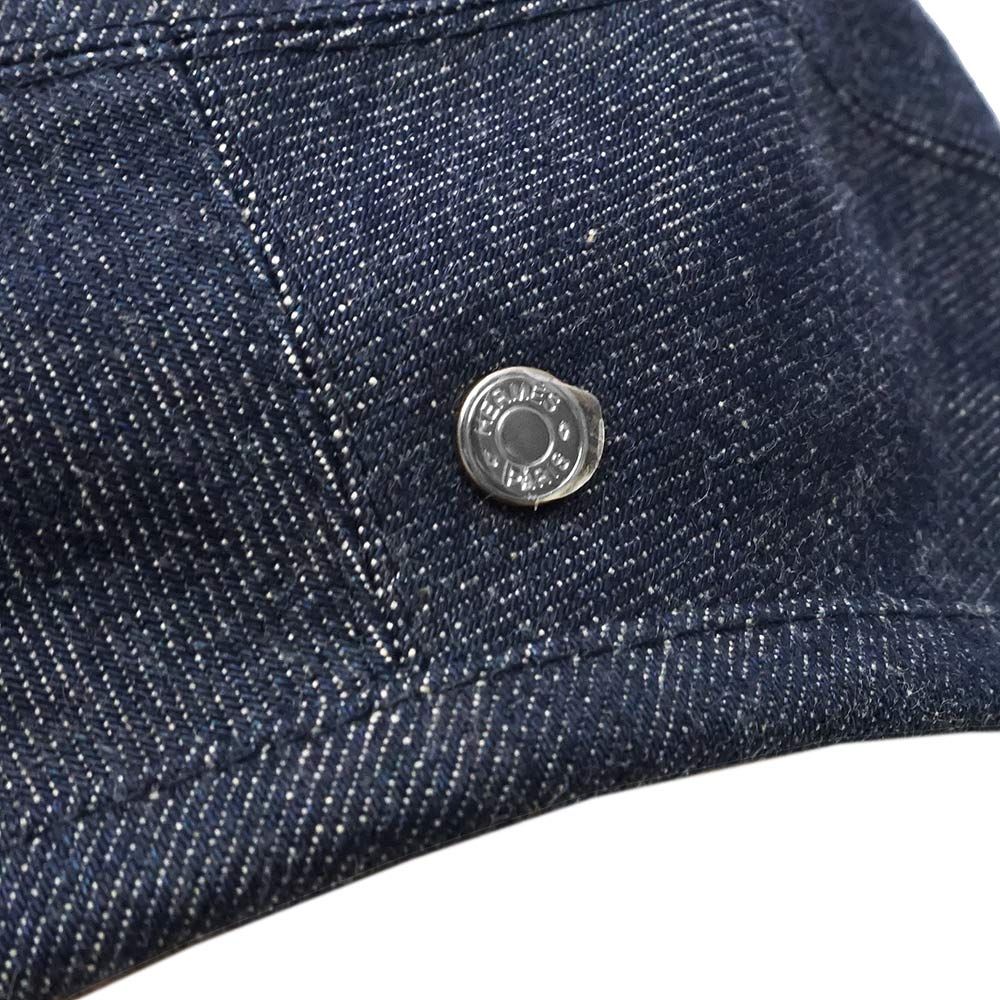エルメス サントノーレ ベレー帽 帽子 58CM デニム コットン100