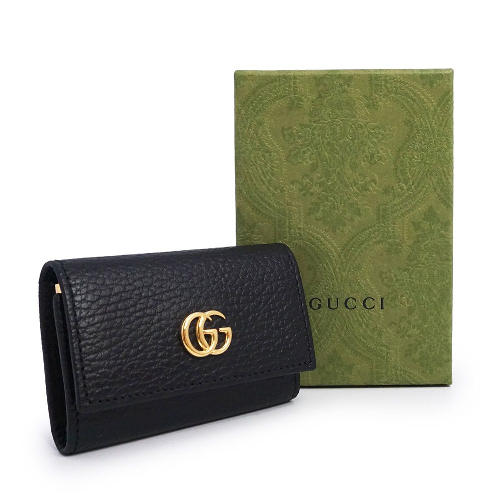 グッチ GG マーモント 6連 キーケース レザー ブラック ゴールド金具 456118 GUCCI