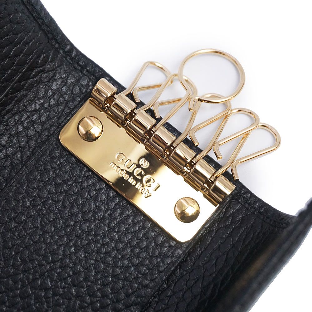  グッチ GG マーモント 6連 キーケース レザー ブラック ゴールド金具 456118 GUCCI キーケース 小物