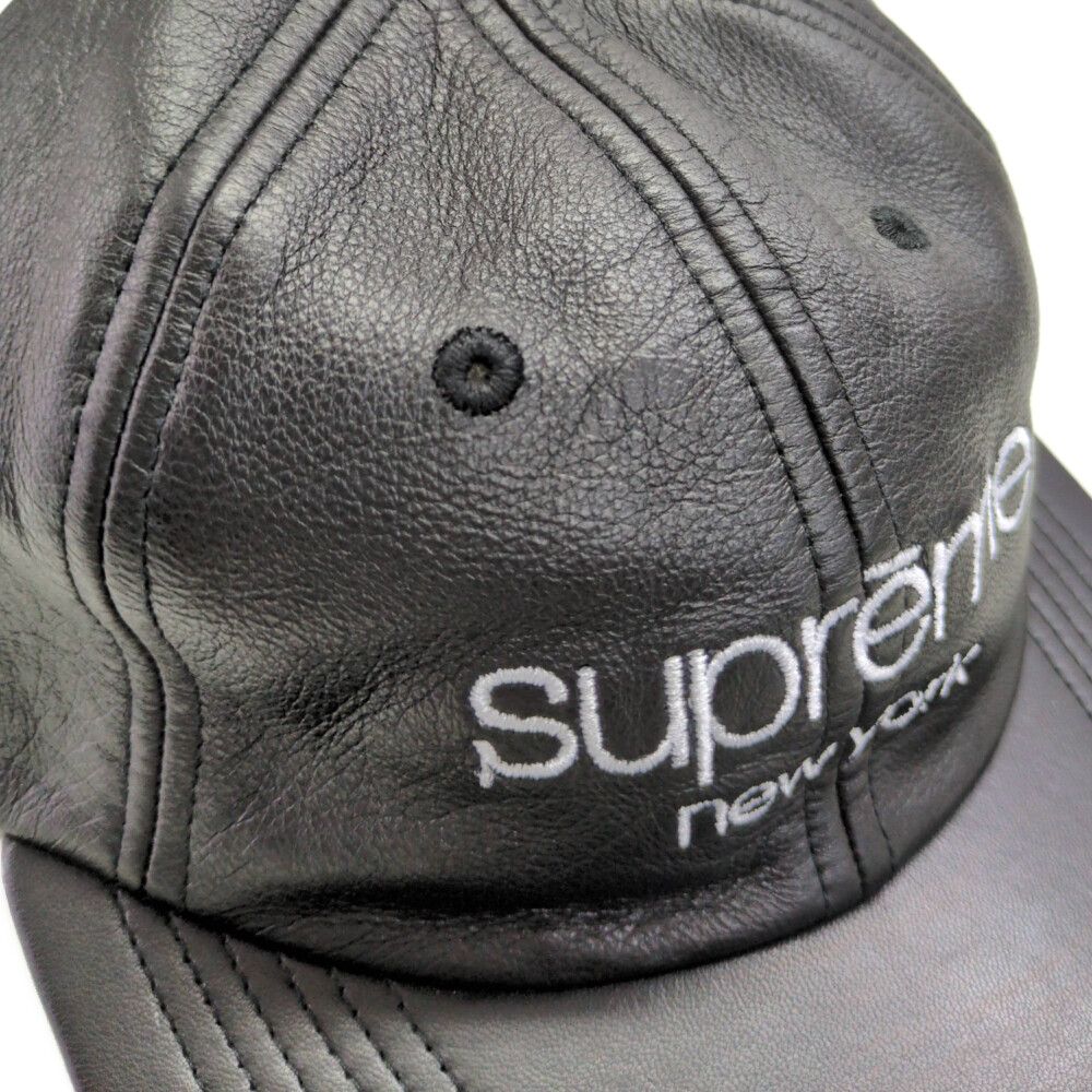 年末セール) Supreme Leather Classic Logo 6-Panel Cap シュプリーム