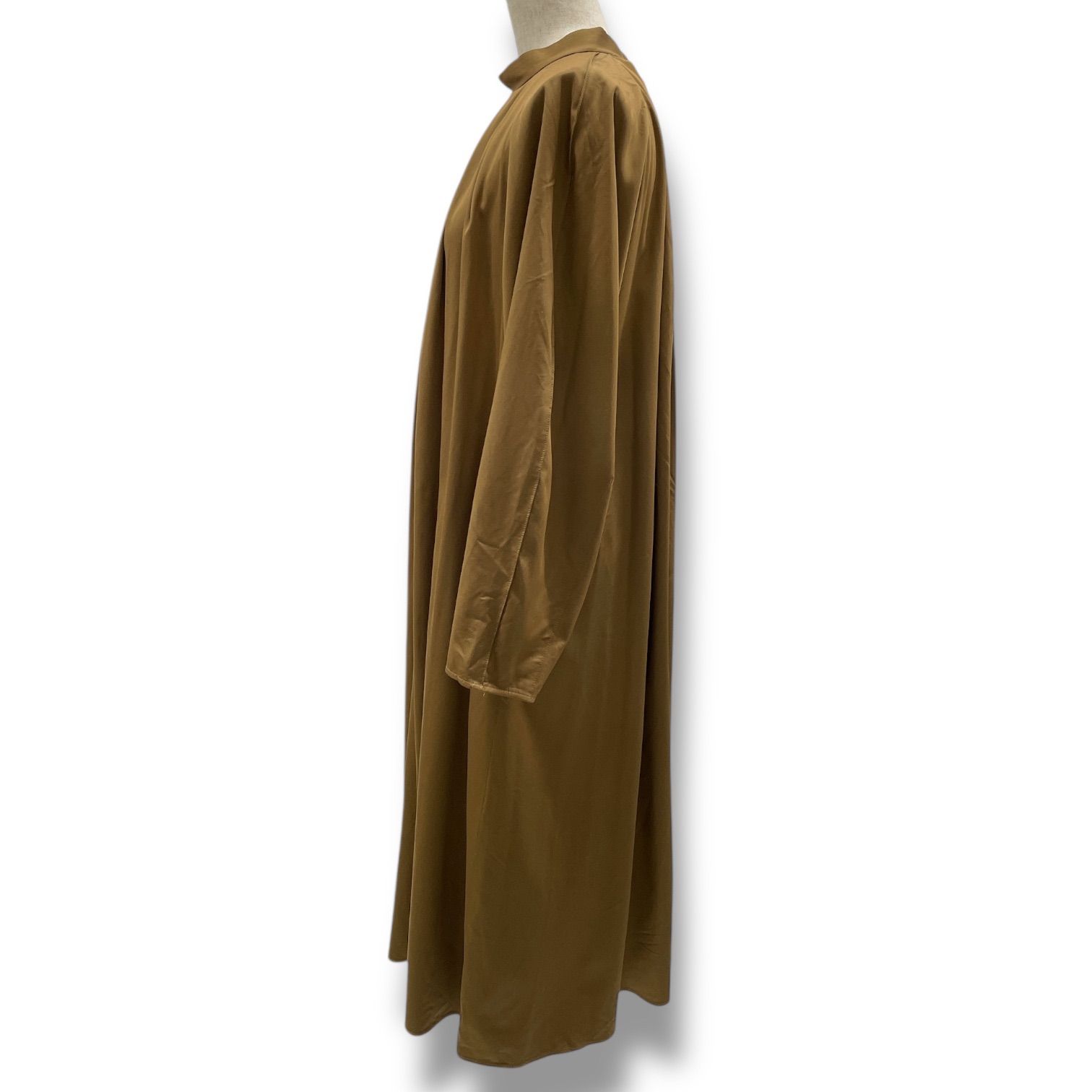 ADORE アドーア タスランストレッチワンピース シャツワンピース スタンド ひざ丈 長袖 光沢 531-2240910 茶色 ブラウン レディース 通年 ゴーゴー古着 23 No.1407