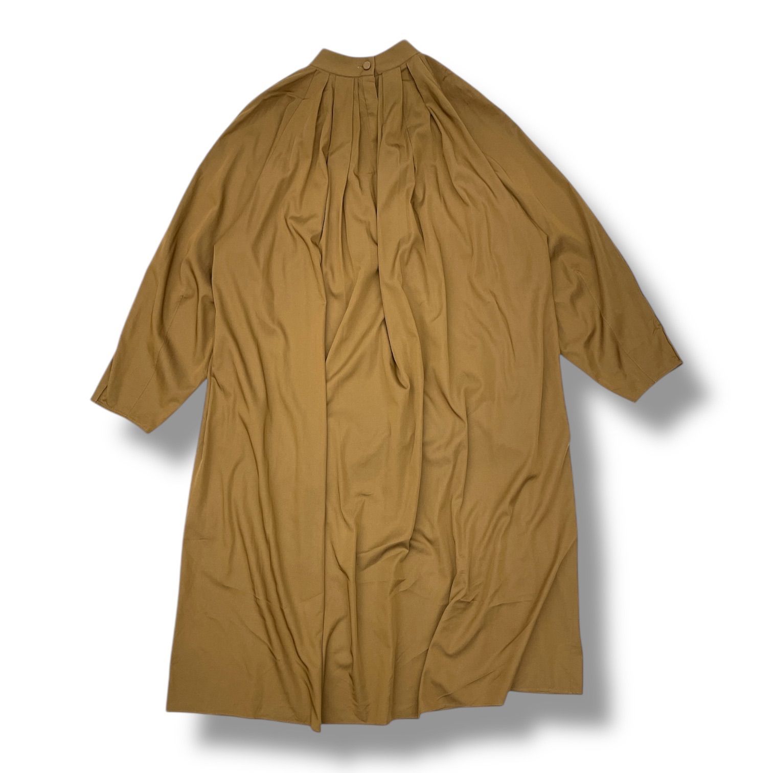 ADORE アドーア タスランストレッチワンピース シャツワンピース スタンド ひざ丈 長袖 光沢 531-2240910 茶色 ブラウン レディース 通年 ゴーゴー古着 23 No.1407 秋コーデ 長袖 七分袖 