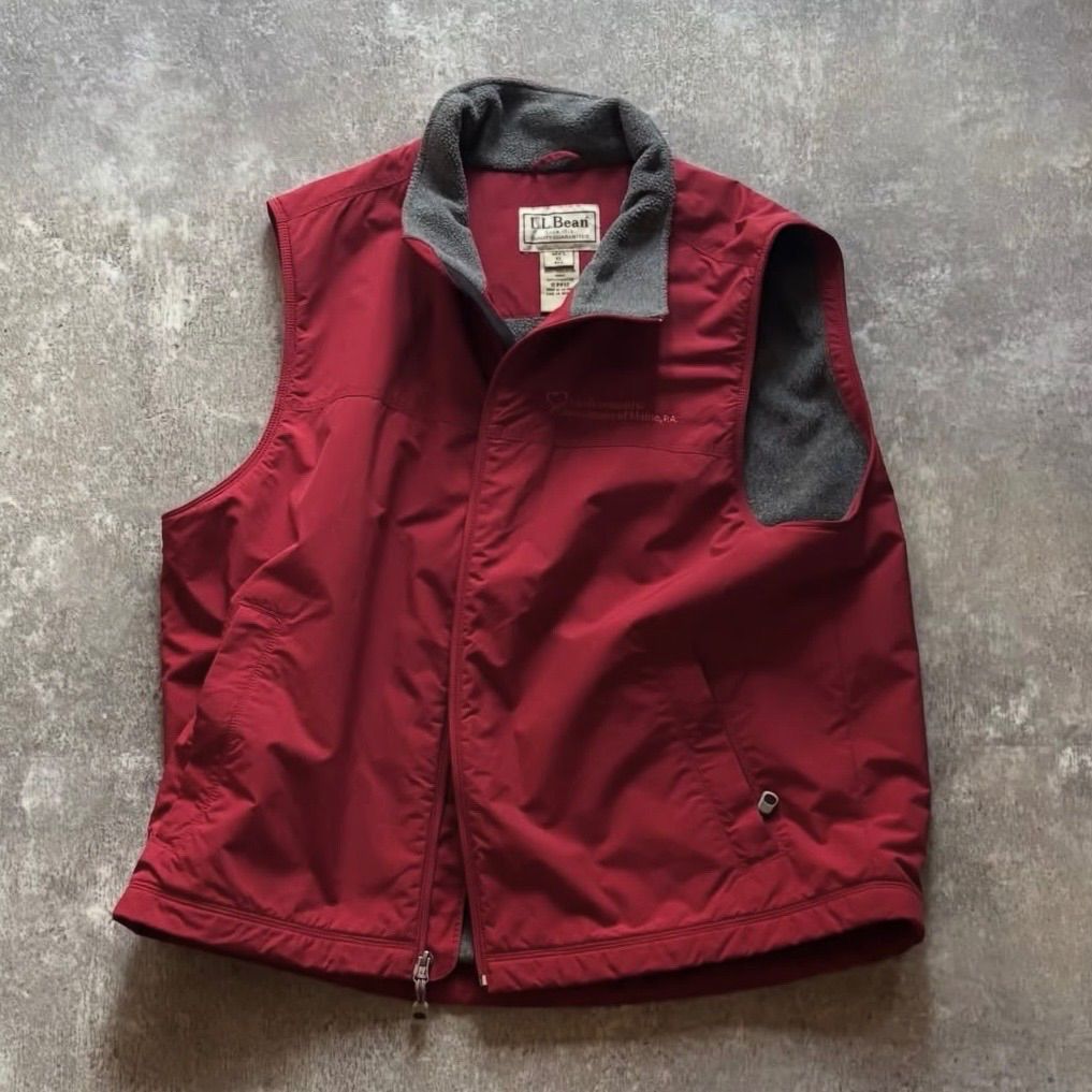 00年代 00 s L.L.Bean エルエルビーン ナイロン フリース ベスト 企業 レッド 赤 グレー