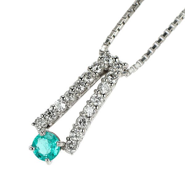 Pt900/ Pt850 パライバトルマリン ダイヤモンド ペンダントネックレス