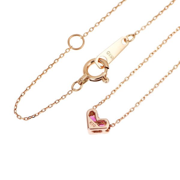 K10PG ルビー ペンダントネックレス ハート ミステリーセッティング