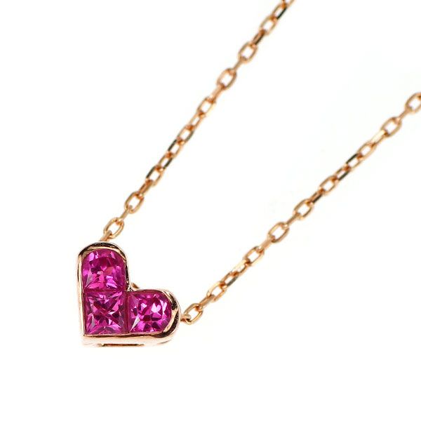 ミステリーセッティングルビーハートモチーフペンダントトップ ルビー ハート ミステリーセッティング ペンダントトップ K18ホワイト