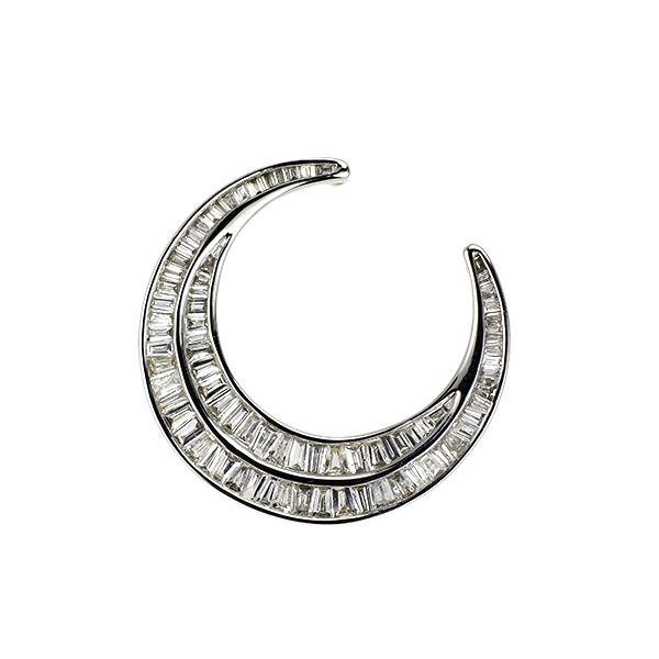 GSTV K18WG ダイヤモンド ペンダントトップ 0.72ct 三日月 大久保馬蹄