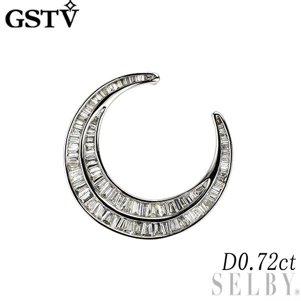 GSTV K18WG ダイヤモンド ペンダントトップ 0.72ct 三日月 大久保馬蹄
