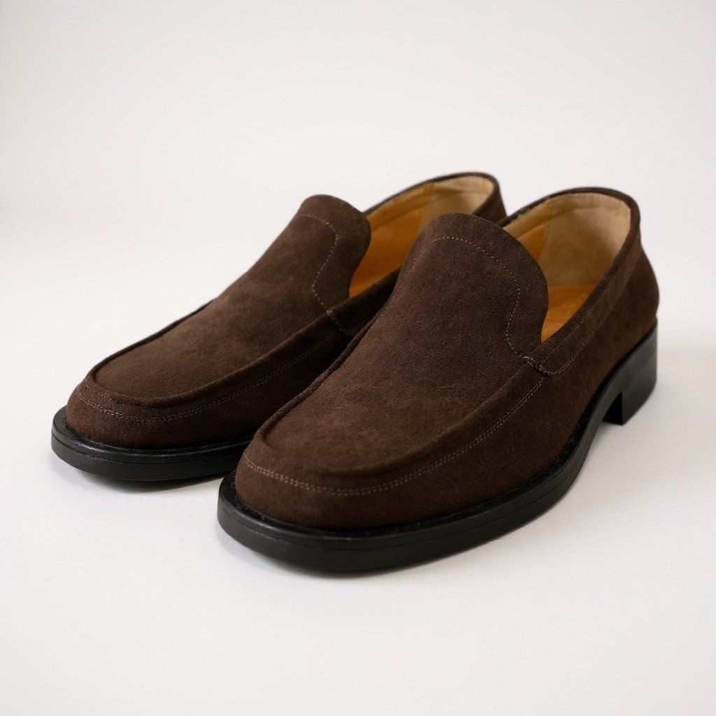 2 L 15 HERMES エルメス スウェード レザー シューズ ローファー 靴 イタリア製 ブラウン メンズk 02 i