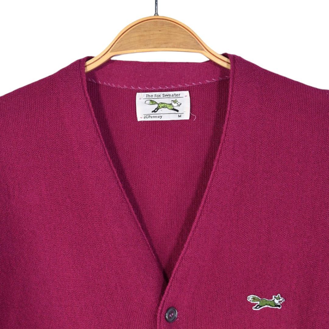 70s JCペニー フォックスセーター ヴィンテージ カーディガン アクリル