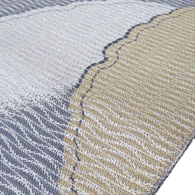  京袋帯 名古屋帯 なごや帯 リサイクル カジュアル セミフォーマル 雪輪模様 箔糸 銀通し 黒色 灰色 金銀 きもの北條 A 1308-18 名古屋帯 帯