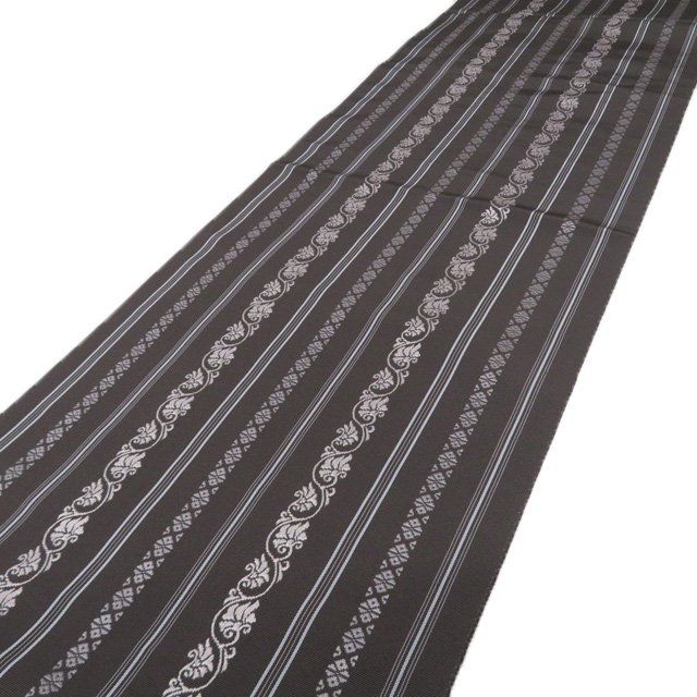 名古屋帯 なごや帯 九寸 リサイクル 正絹 カジュアル 全通 博多織 献上柄 花唐草 海松茶色 多色 きもの北條 A 1308-19