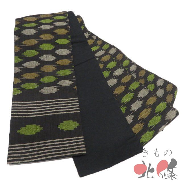 半幅帯 リサイクル 正絹 カジュアル 仕立て上がり 全通 黒色 多色 きもの北條 A 1308 15