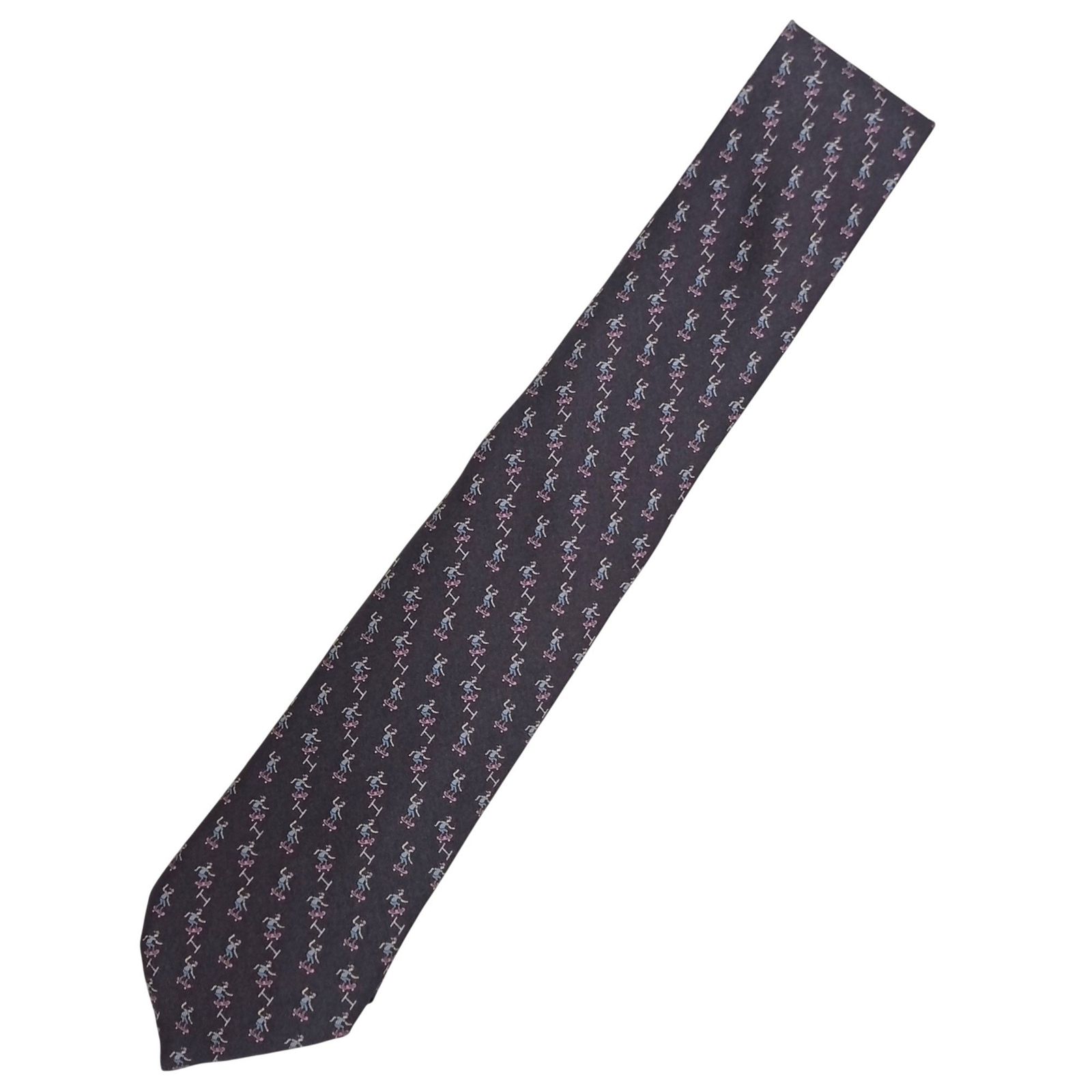 エルメス(HERMES) シルク100％ シルクツイルタイ スケボー柄 605770HA