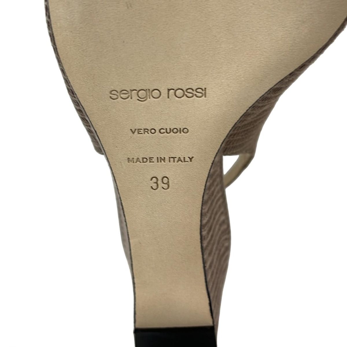  sergio rossi セルジオロッシ サンダル 39 レディース - ダークブラウン 型押し加工 ウェッジソール レザー サンダル サンダル ミュール