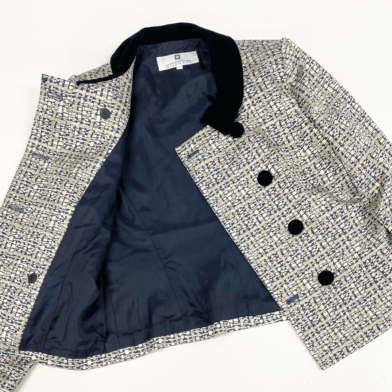 24l15《美品》 Vintage GIVENCHY ジバンシー ベロア切替 テーラード