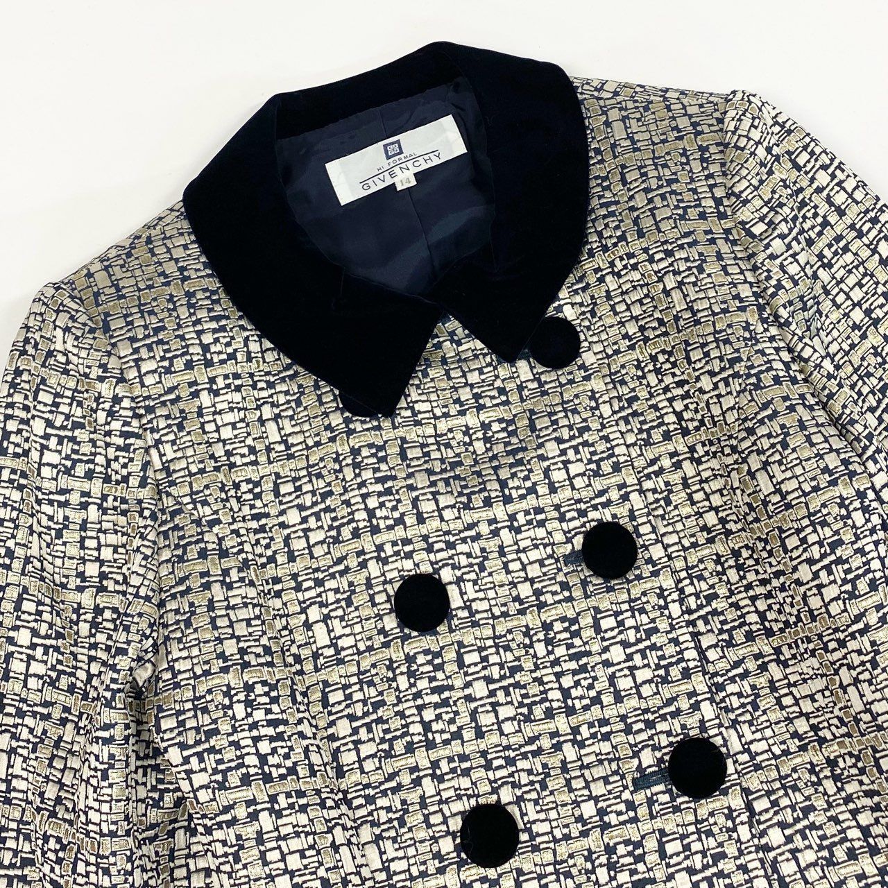 24l15《美品》 Vintage GIVENCHY ジバンシー ベロア切替 テーラード