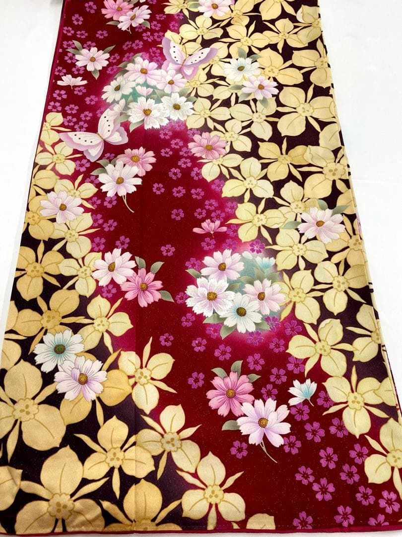 振袖 ラメ刺繍 銀通し 身丈170cm 撥水加工済 身幅ゆったりめ MO3213 