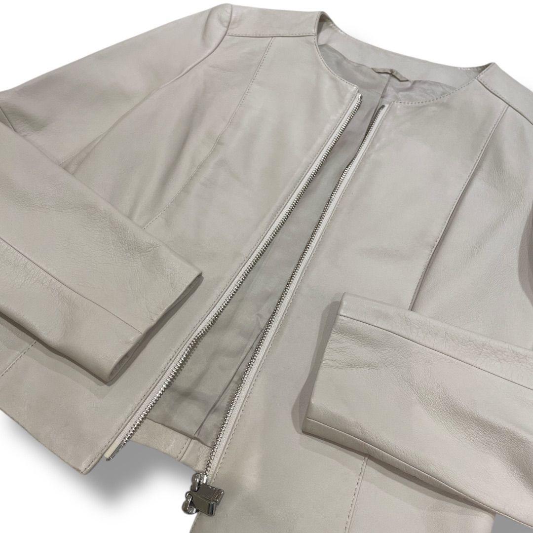 極美品　アナイ　シープレザージャケット　ベージュ　36 ジッパー　ノーカラー羊革 極美品 アナイ シープレザージャケット ベージュ 36 ジッパー ノー