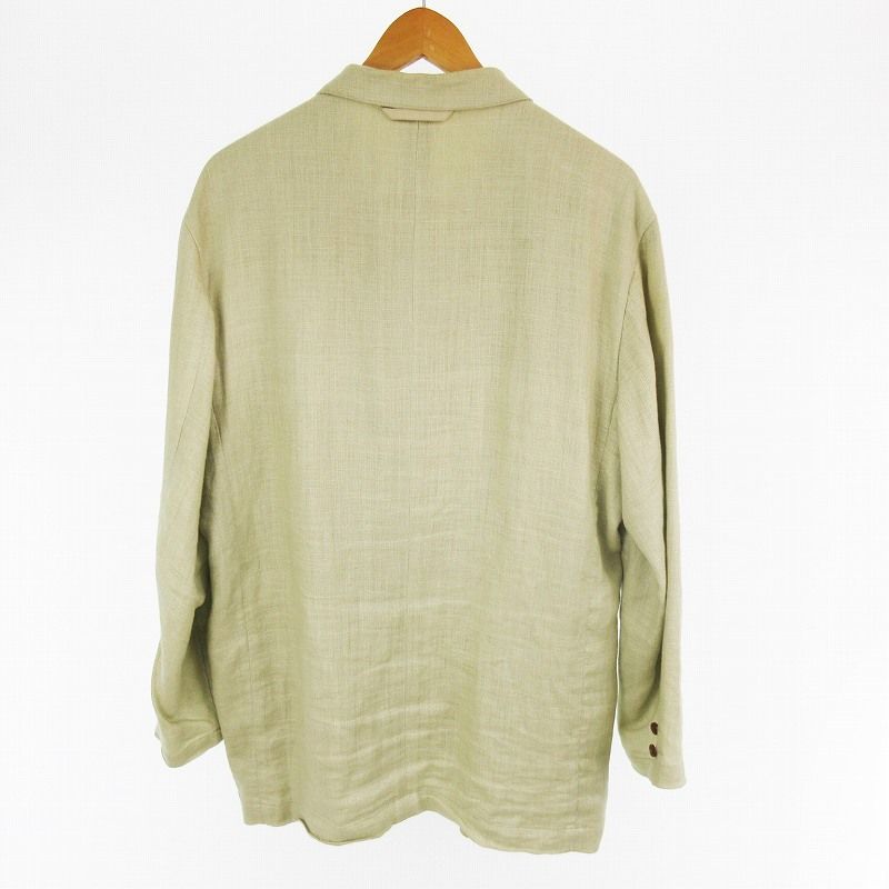 パパス Papas テーラードジャケット 背抜き 5B リネン 麻 カーキ