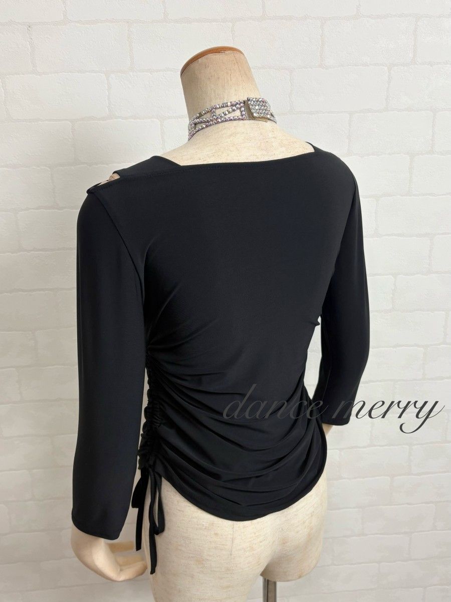 新品 社交ダンス 黒 トップス シンプル レッスン ラテン 0243