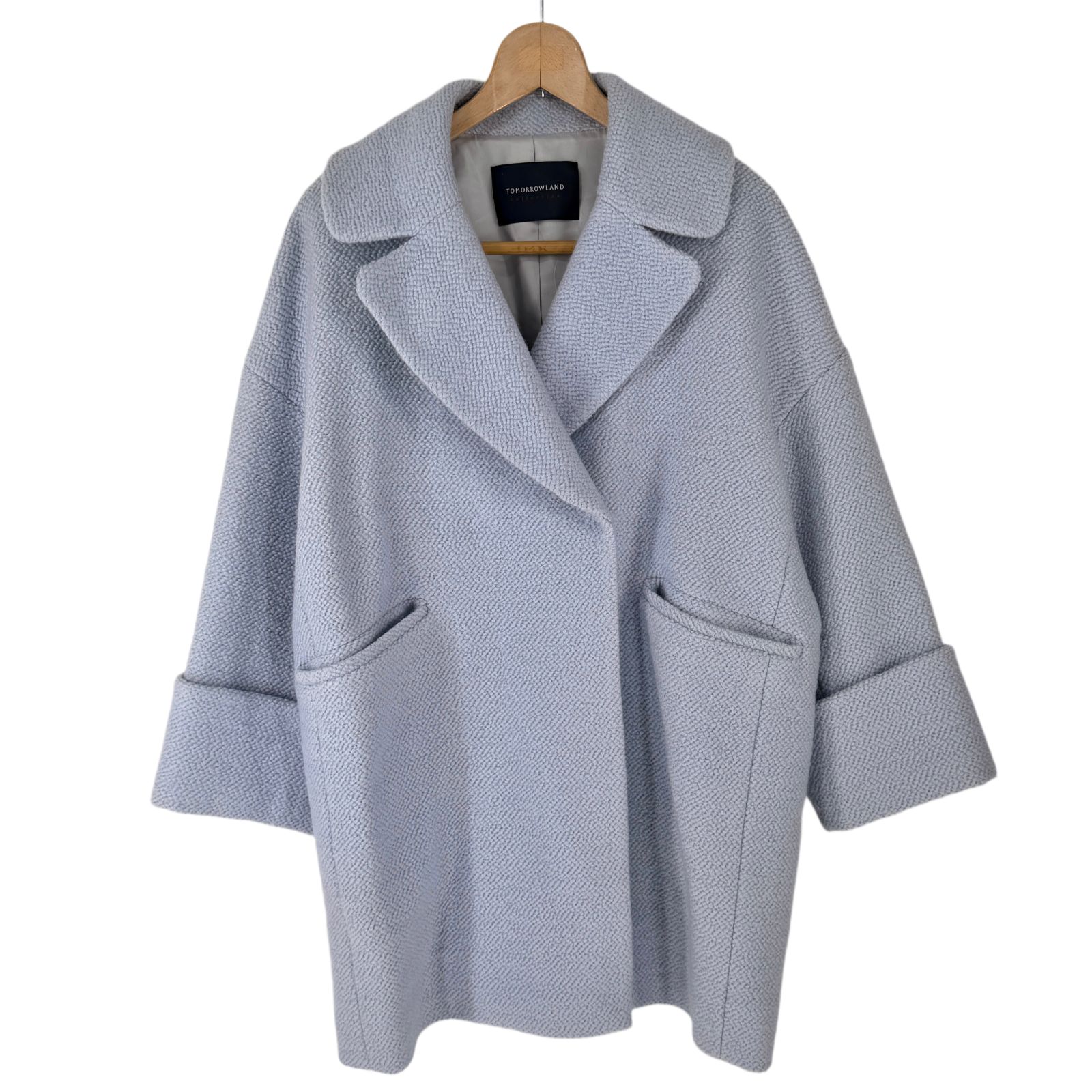 トゥモローランド　レディースコート（サイズ36） トゥモローランド ウールコート ロングコート サイズ36 ブルー