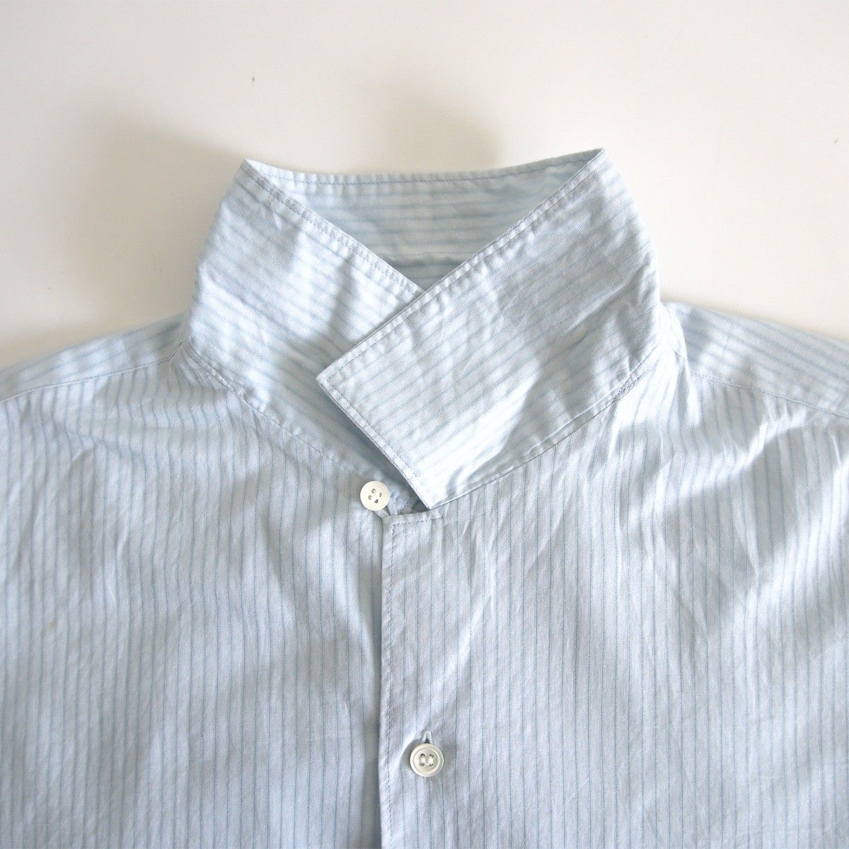 80s❣️コムデギャルソンHOMME オープンカラーレーヨン混ストライプシャツ F 80s❣️コムデギャルソンHOMME オープンカラーレーヨン混ストライプ