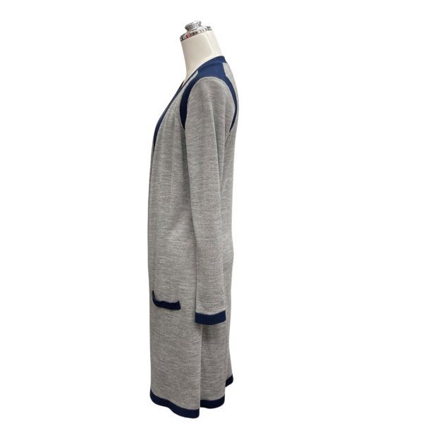 ポールカ PAULE KA ワンピース 膝丈 長袖 ラウンドネック レイヤード風 グレー ウール S 7号 レディース B 5 Y 049