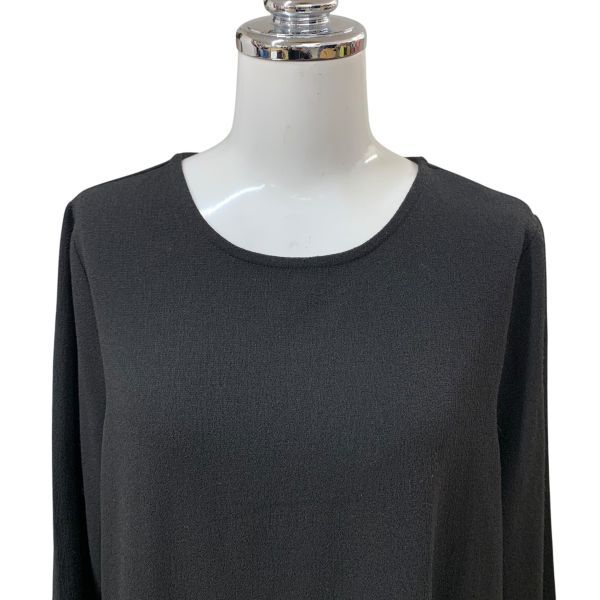 ガニー GANNI ワンピース ミモレ丈 七分袖 ラウンドネック キャンディスリーブ 袖フリル 裾フリル 黒 S 7号 レディース H 5 Z 037